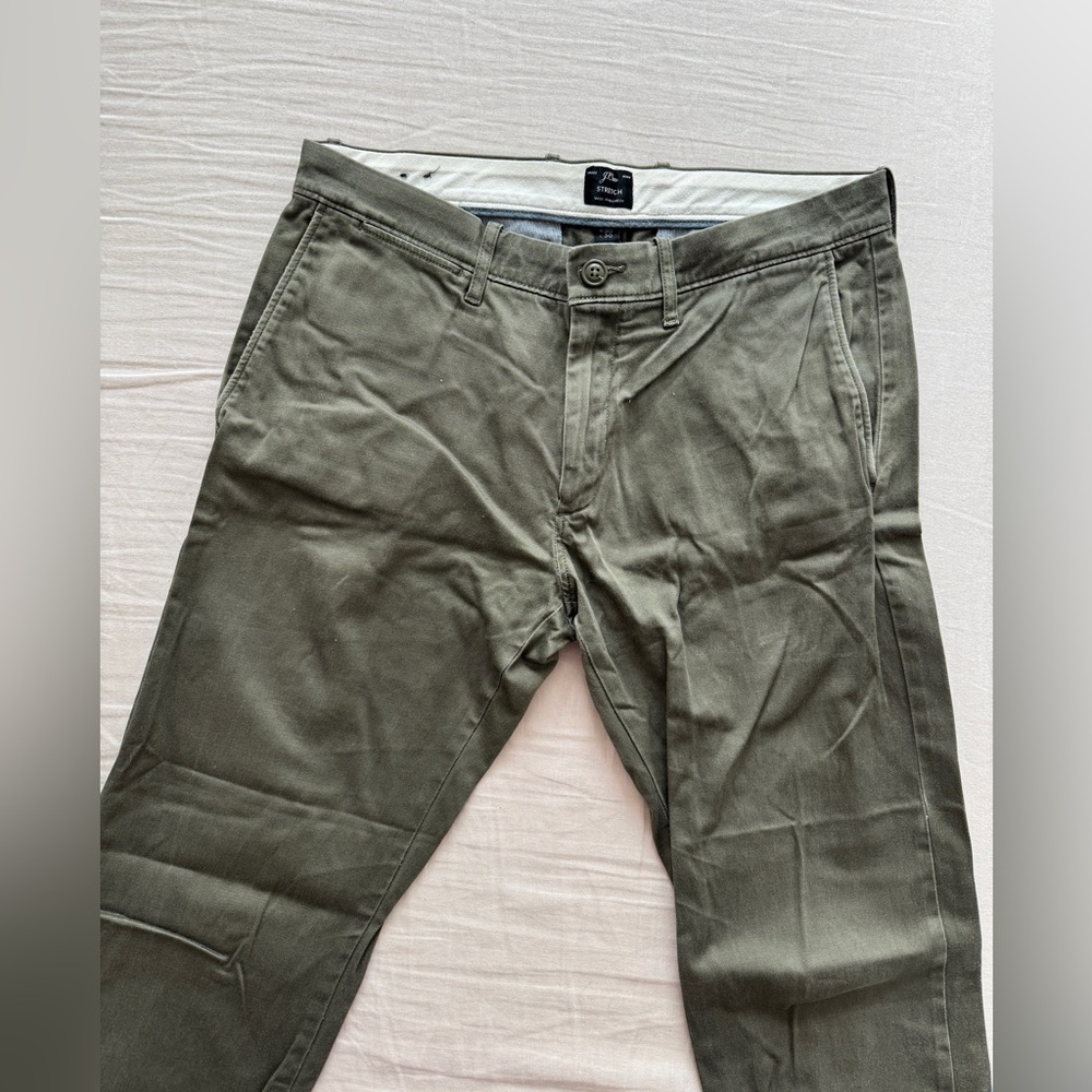 J Crew Olive Green Stretch Chino Pants